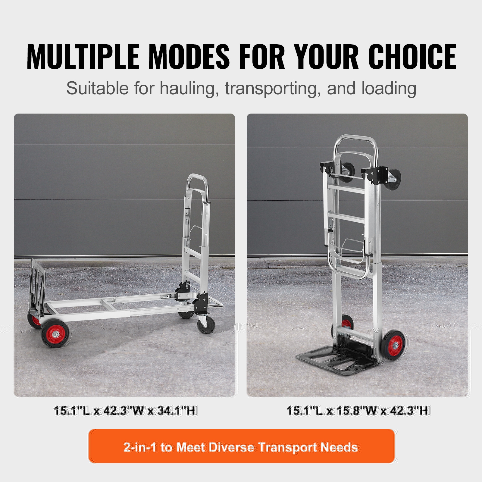 Aluminium Folding Hand Truck 2 In 1 Heavy Duty Collapsible Dolly_voghion.com